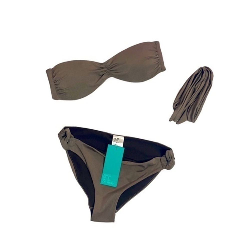 H&M BANDEAU BIKINI SWIMSUIT TWO-PIECE PALE BROWN